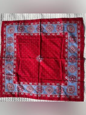 Pendleton Red and Light Blue Paisley Bandana Scarf